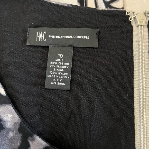 INC International Concepts Black and White Floral Midi Dress - Picture 4 of 6